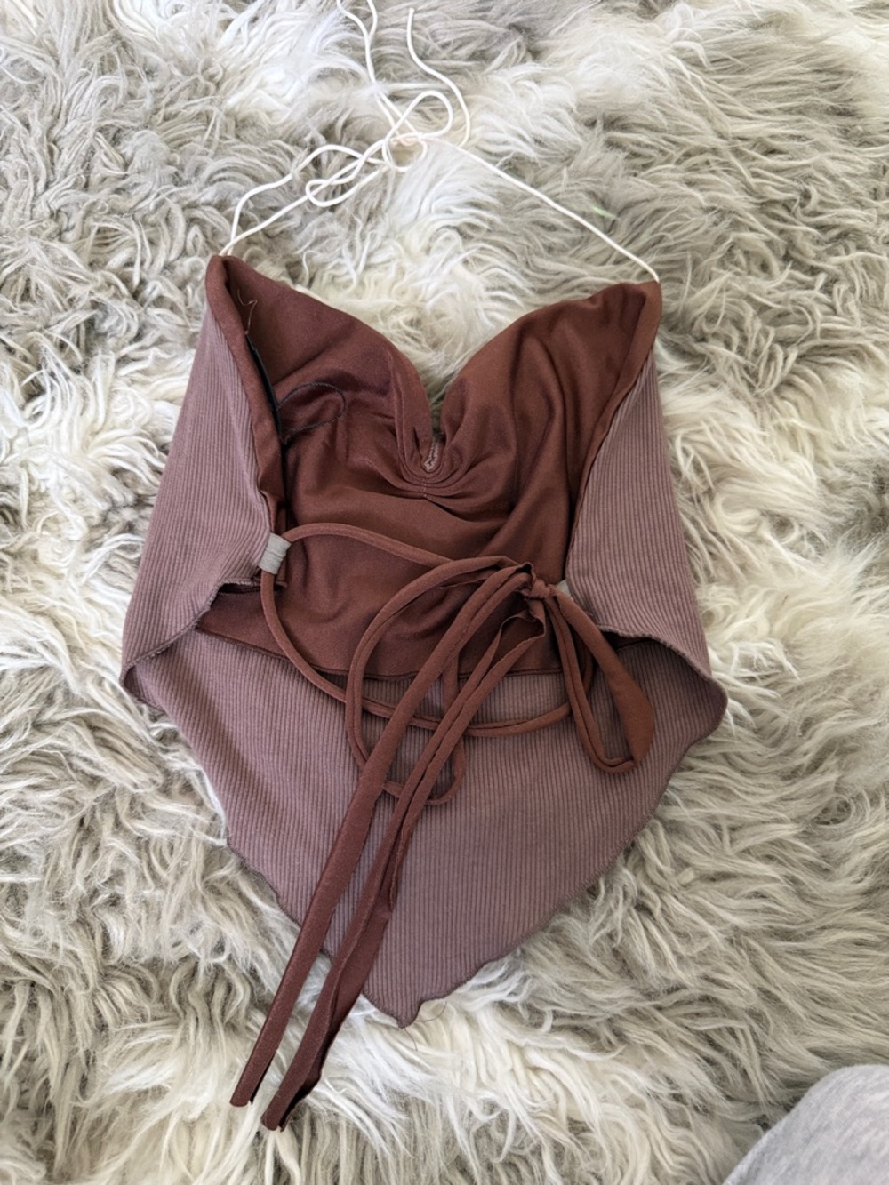 Mauve Ribbed Halter Neck Top - Picture 2 of 4